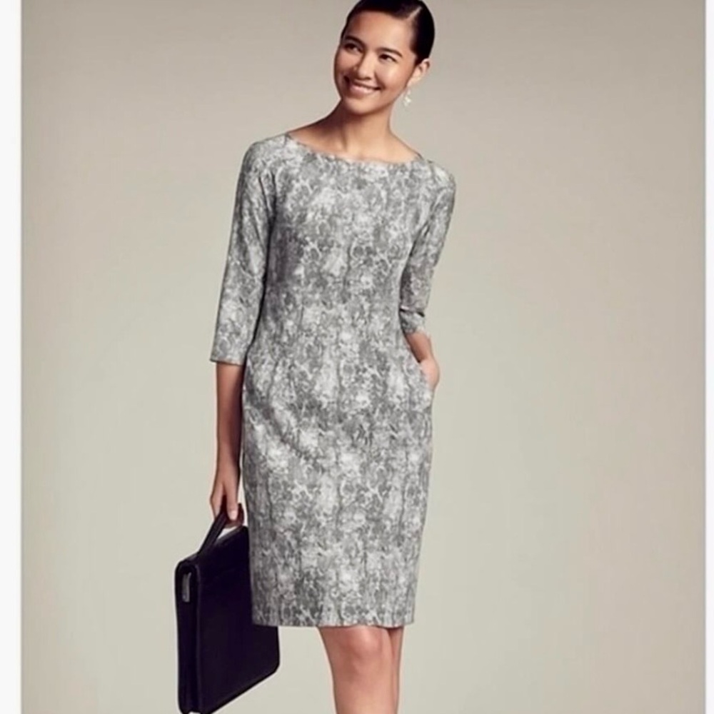 MM LaFleur Etsuko Sheath Dress Crackle Print Office Career sz L